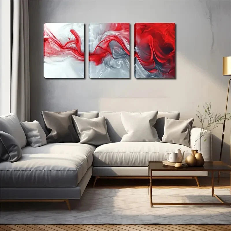 3pcs Triplet Watercolor Abstract Red Perfect Wall Art Set Canvas Framed 40x60cm - High Quality Print 100% Australian Made Wall Canvas Ready to Hang - Bella Home Decor