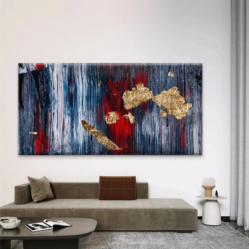 Abstract Gold Textured Wall Art Canvas Office Home Room Framed 120x60cm
