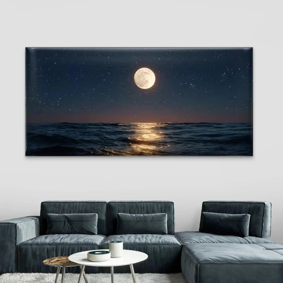 Serene Ocean Reflection Wall Art Canvas Office Home Room Framed 120x60cm