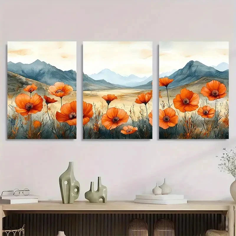 3pcs Wildflowers Arizona Blooming Desert Perfect Wall Art Set Canvas Framed 40x60cm - High Quality Print 100% Australian Made Wall Canvas Ready to Hang - Bella Home Decor