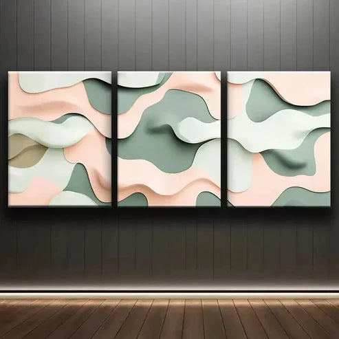 3pcs Abstract Shapes and Soft Pastel Colors Art Set Canvas Unframed - High Quality Print 100% Australian Made Wall Canvas