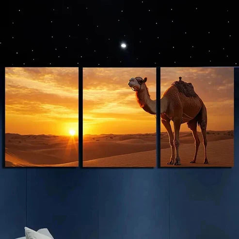 3pcs Camels in the Desert Decoration Wall Art Canvas Unframed – High Quality Print 100% Australian Made Wall Canvas - Bella Home Decor