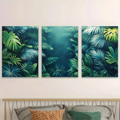 3pcs Botanical Jungle Rainforest Wall Art Set Canvas Framed 60x90cm - High Quality Print 100% Australian Made Wall Canvas Ready to Hang - Bella Home Decor