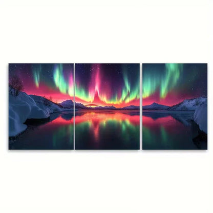 3pcs Mesmerizing Northern Lights Wall Art Set Canvas Framed 60x90cm - High Quality Print 100% Australian Made Wall Canvas Ready to Hang