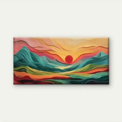 Abstract Sunset  Landscape  Wall Art Canvas Office Home Room Framed 120x60cm