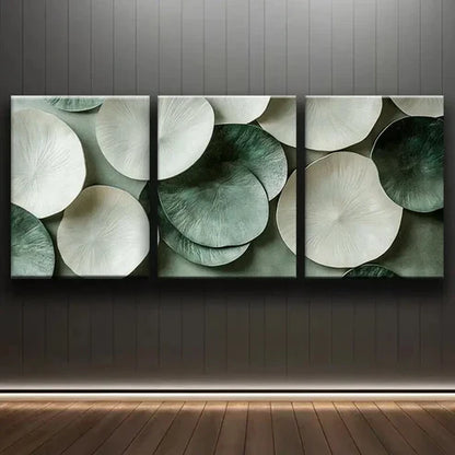 3pcs Green and White Circle Light Perfect Wall Art Set Canvas Unframed - High Quality Print 100% Australian Made Wall Canvas