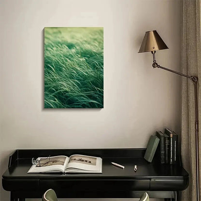 Vibrant Green Landscape Mint Grass Lawn Painting 40x60cm Metal Print Ready to Hang - Bella Home Decor