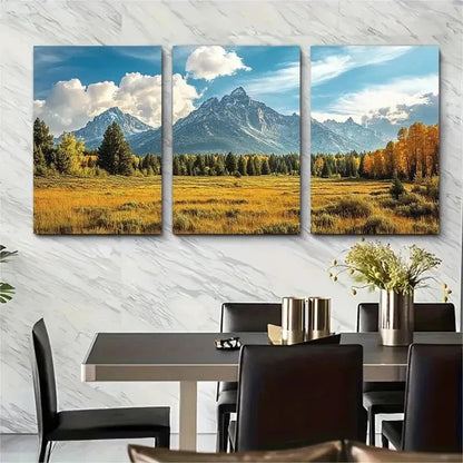 3pcs Yellowstone Grand Teton Wyoming Perfect Wall Art Set Canvas Framed 50x70cm - High Quality Print 100% Australian Made Wall Canvas Ready to Hang