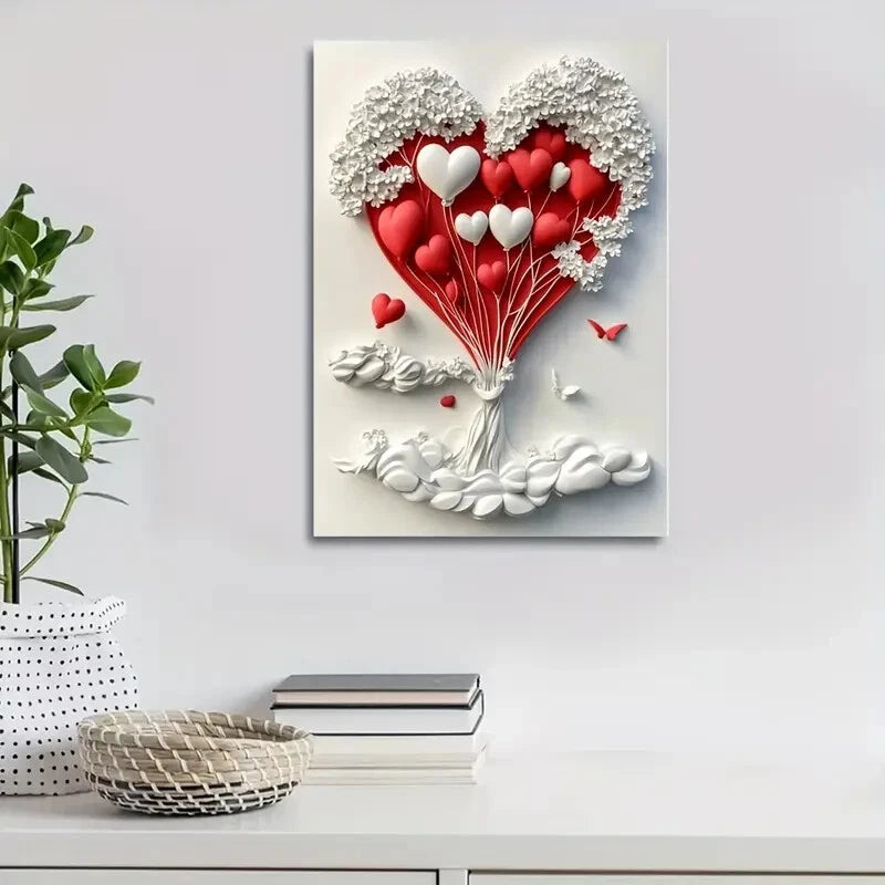 Featuring a Romantic Balloon Love Painting 40x60cm Metal Print Ready to Hang - Bella Home Decor