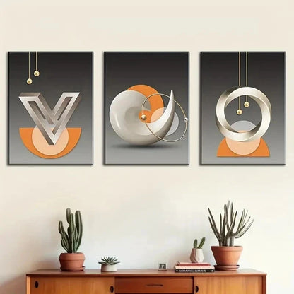 3pcs Abstract Geometric Modern Fashion Perfect Wall Art Set Canvas Framed 60x90cm - High Quality Print 100% Australian Made Wall Canvas Ready to Hang - Bella Home Decor