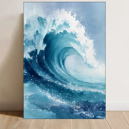 Vibrant Blue & White Ocean Scene Metal Print Ready to Hang