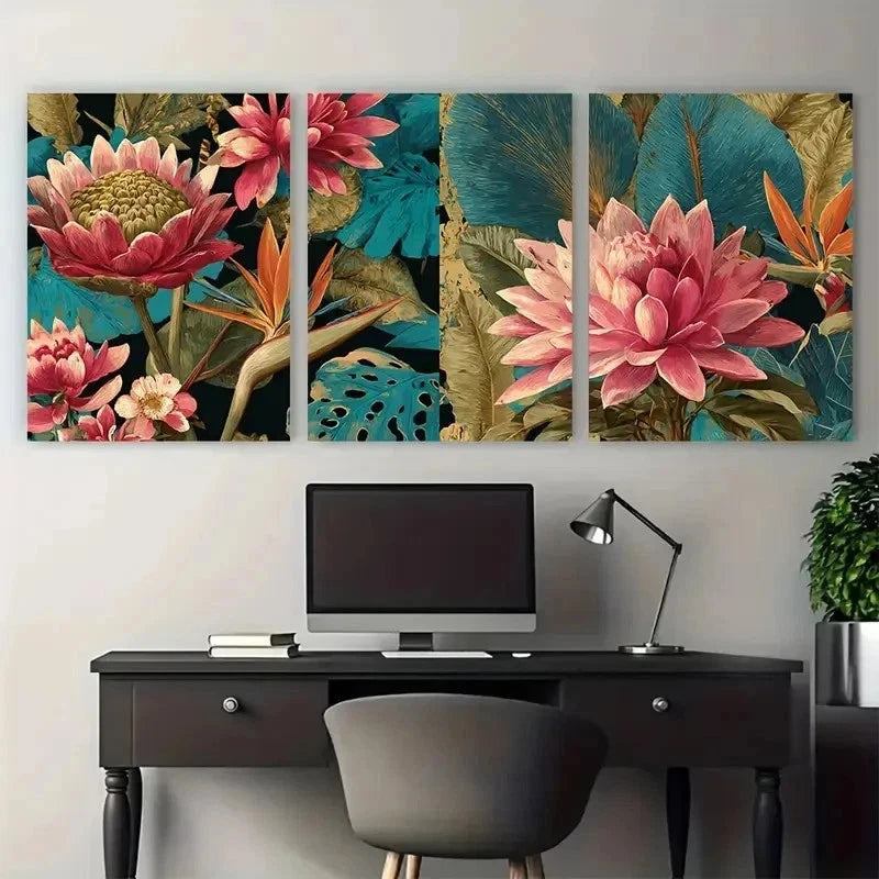 3pcs Tropical Caribbean Travel Blue Perfect Wall Art Set Canvas Framed 50x70cm - High Quality Print 100% Australian Made Wall Canvas Ready to Hang