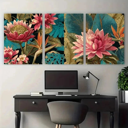 3pcs Tropical Caribbean Travel Blue Perfect Wall Art Set Canvas Framed 50x70cm - High Quality Print 100% Australian Made Wall Canvas Ready to Hang