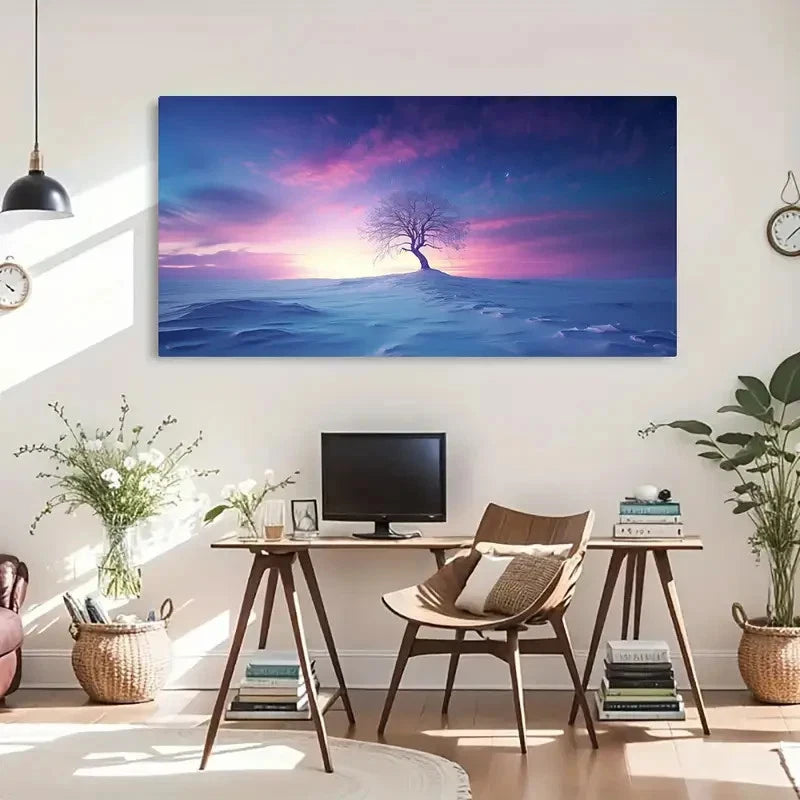 Snow Tree Landscape Spring Wall Art Canvas Office Home Room Framed 120x60cm