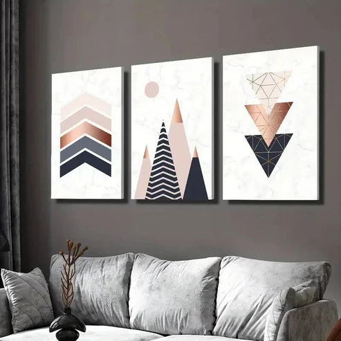 3pcs Modern Geometric Decor with Marble Texture Wall Art Canvas Unframed - High Quality Print 100% Australian Made Wall Canvas
