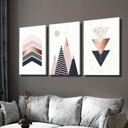 3pcs Modern Geometric Decor with Marble Texture Wall Art Canvas Unframed - High Quality Print 100% Australian Made Wall Canvas