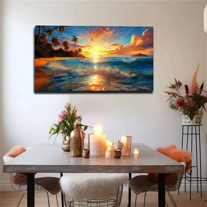 Boho-Chic Seaside Landscape Wall Art Canvas Office Home Room Framed 120x60cm