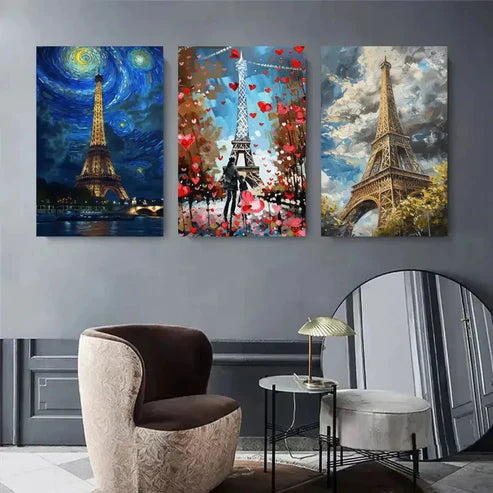 3pcs Eiffel Tower Romantic Parisian EP Wall Art Canvas Unframed – High Quality Print 100% Australian Made Wall Canvas - Bella Home Decor