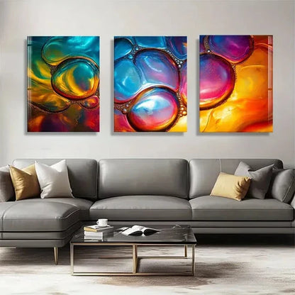 3pcs Bubbles with Bright Gradient Hues Perfect Wall Art Canvas Unframed - High Quality Print 100% Australian Made Wall Canvas - Bella Home Decor