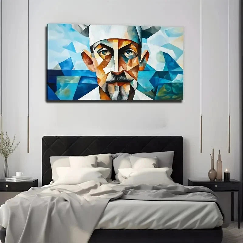 Abstract Chef's Face Suitable Wall Art Canvas Office Home Room Framed 120x60cm