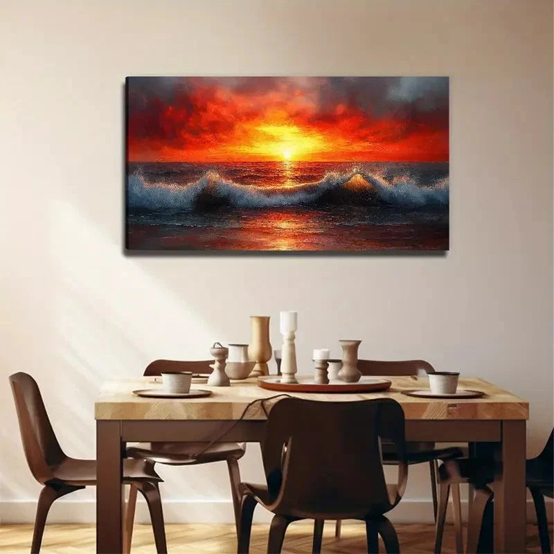 Bohemian Style Sunset Beach Wall Art Canvas Office Home Room Framed 120x60cm