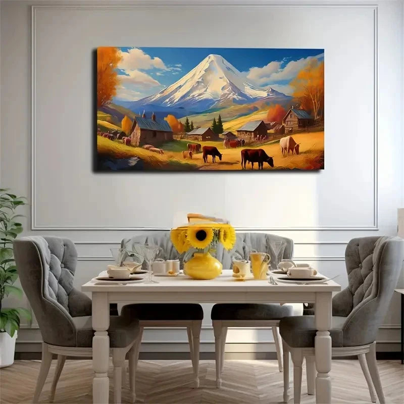 Herds Of Cattle And Sheep Wall Art Canvas Office Home Room Framed 120x60cm