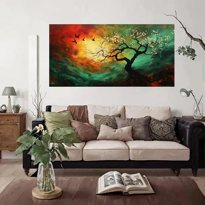 Blossom Tree Sunset Wall Art Canvas Office Home Room Framed 120x60cm