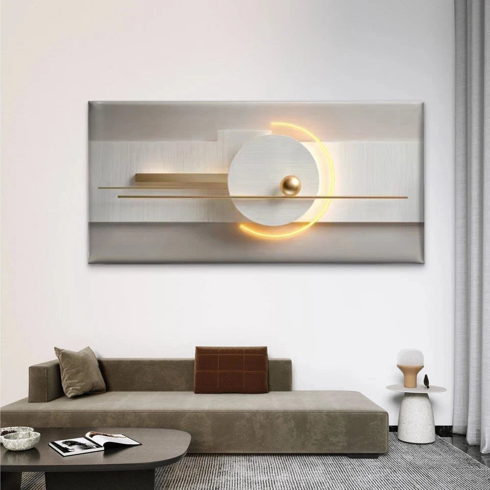 Golden Accent & Golden Abstract Wall Art Canvas Office Home Room Framed 120x60cm