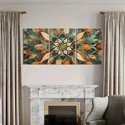 3pcs Abstract Colorful Floral Geometric Shapes Wall Art Canvas Unframed - High Quality Print 100% Australian Made Wall Canvas - Bella Home Decor