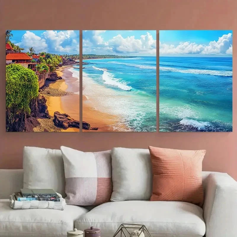 3pcs Kutak Beach Nature Décor PerfectWall Art Set Canvas Framed 60x90cm - High Quality Print 100% Australian Made Wall Canvas Ready to Hang