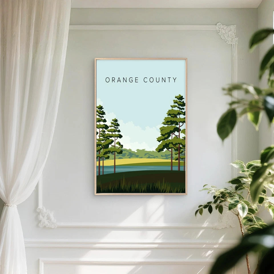 Orange County Nature Landscape Vintage Travel Poster Print Wall Art