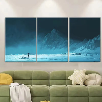 3pcs Ice Floes with a Supply Helicopter Metal Print Ready to Hang Art