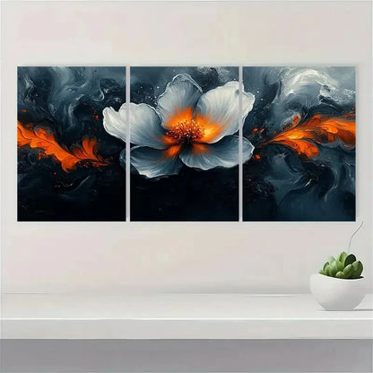 3pcs White and Gray Texture Abstract Flame W  Wall Art Set Canvas Framed 40x60cm - High Quality Print 100% Australian Made Wall Canvas Ready to Hang