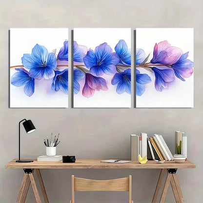 3pcs Bluebell Floral Watercolor Botanical Metal Print Ready to Hang Art