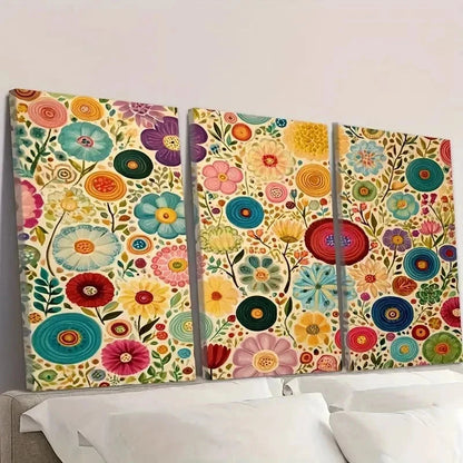 3pcs Whimsical Abstract Pattern Wall Art Set Canvas Framed 50x70cm - High Quality Print 100% Australian Made Wall Canvas Ready to Hang