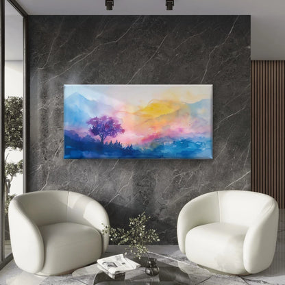 Landscape With Mountain Trees Wall Art Canvas Office Home Room Framed 120x60cm