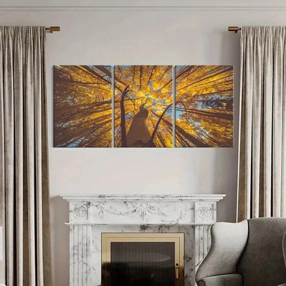 3pcs Nature Landscape Golden Leaves Wall Art Set Canvas Framed 60x90cm - High Quality Print 100% Australian Made Wall Canvas Ready to Hang