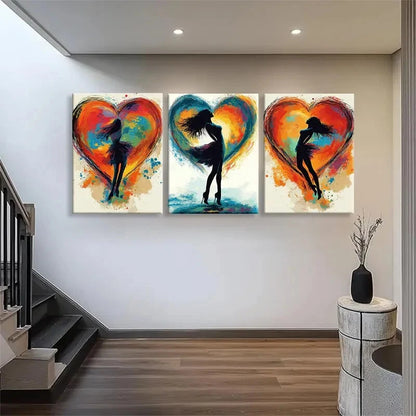 3pcs Vibrant Abstract Dance Elegant Silhouettes Metal Print Ready to Hang Art - Bella Home Decor