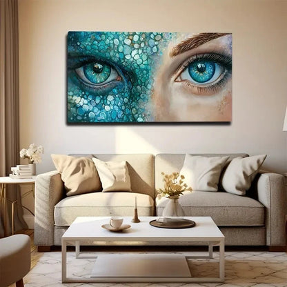 Human And Animal Eyes Wall Art Canvas Office Home Room Framed 120x60cm