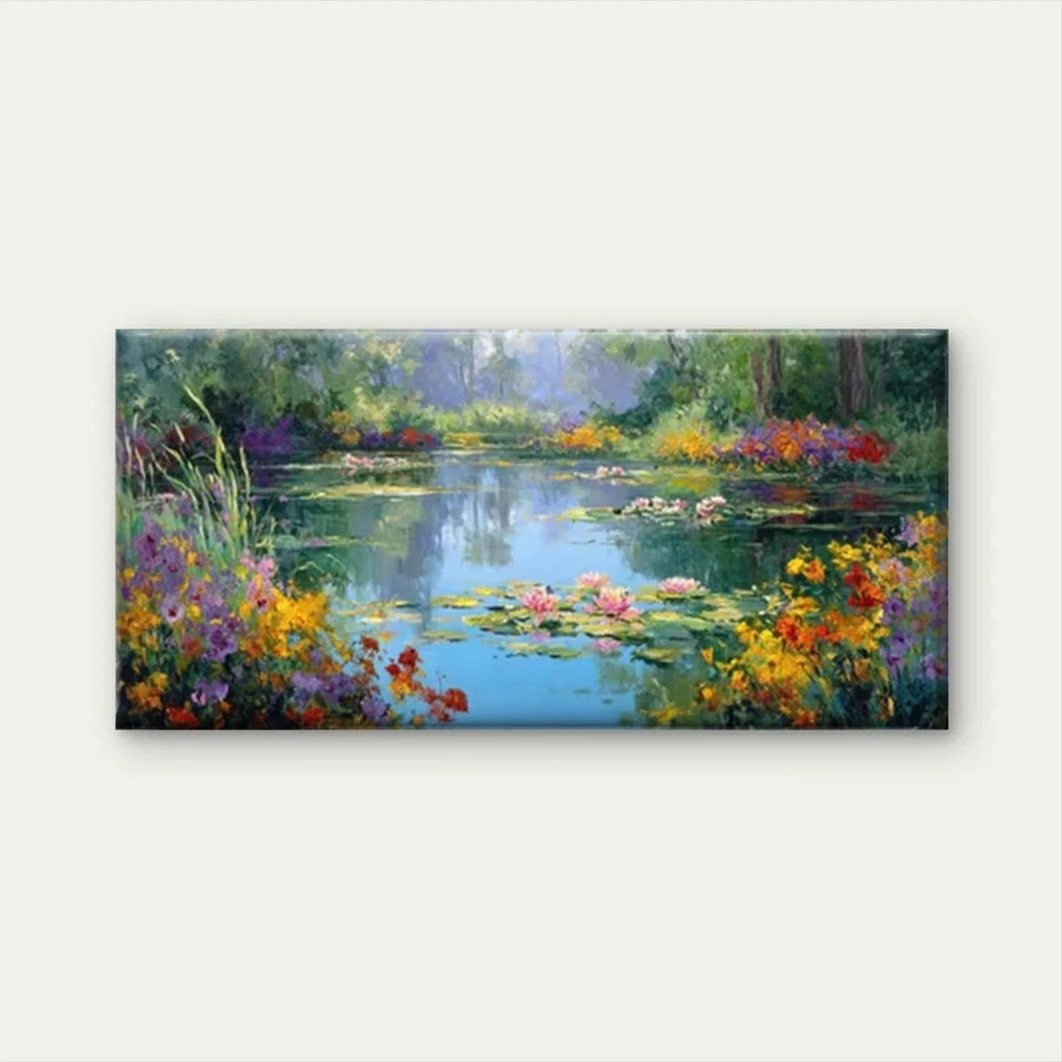 Vibrant Flower Landscape Wall Art Canvas Office Home Room Framed 120x60cm