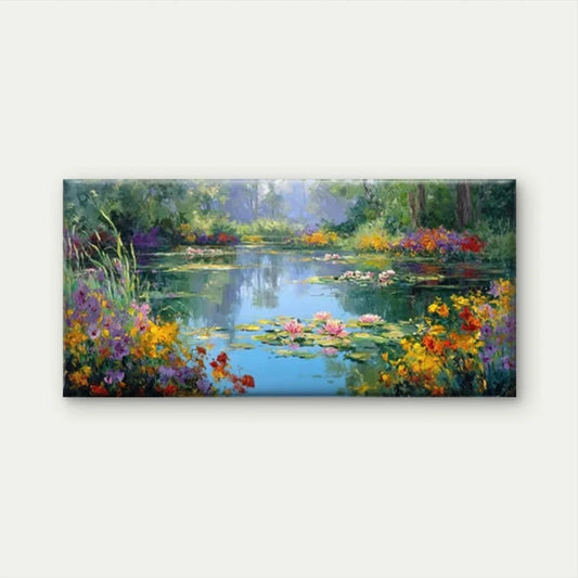 Vibrant Flower Landscape Wall Art Canvas Office Home Room Framed 120x60cm