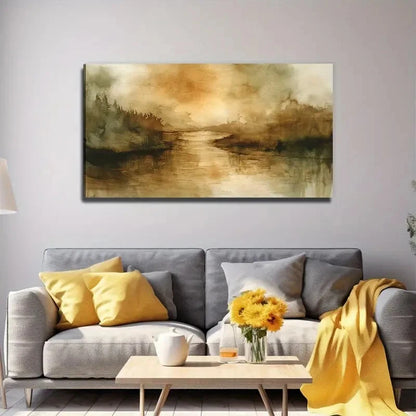 Misty Lake Landscape Wall Art Canvas Office Home Room Framed 120x60cm