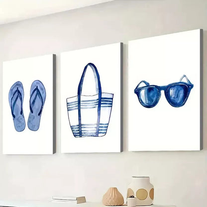 3pcs Simple Style Fashion Daily Necessities Wall Art Set Canvas Framed 50x70cm - High Quality Print 100% Australian Made Wall Canvas Ready to Hang