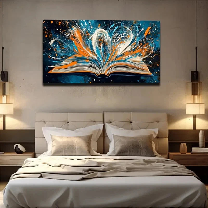 Colorful Books Suitable Deco Wall Art Canvas Office Home Room Framed 120x60cm