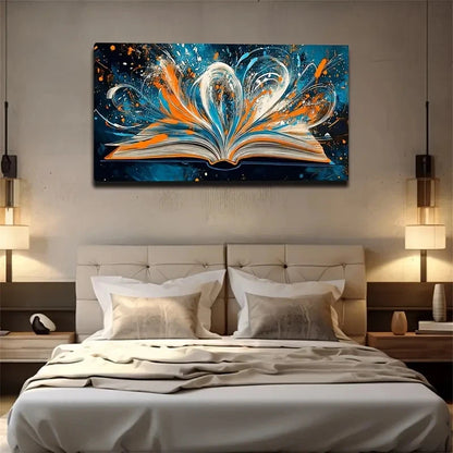 Colorful Books Suitable Deco Wall Art Canvas Office Home Room Framed 120x60cm