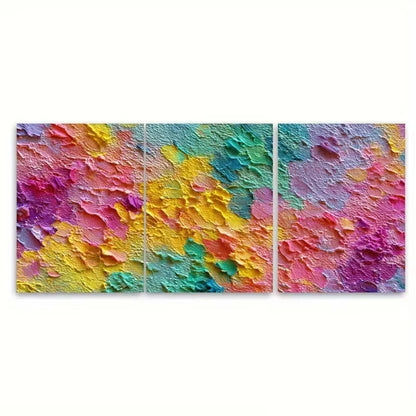 3pcs Colorful Abstract Impasto Wall Art Set Canvas Framed 60x90cm - High Quality Print 100% Australian Made Wall Canvas Ready to Hang