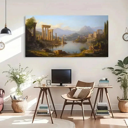 Classical Architectural Ruins Wall Art Canvas Office Home Room Framed 120x60cm - Bella Home Decor