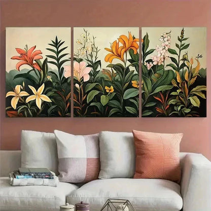 3pcs Vintage Botanical Floral Wall Art Canvas Unframed - High Quality Print 100% Australian Made Wall Canvas