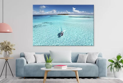 Aerial View Of Floating Boat Wall Art Decor 100% Australian Made - Bella Home Decor