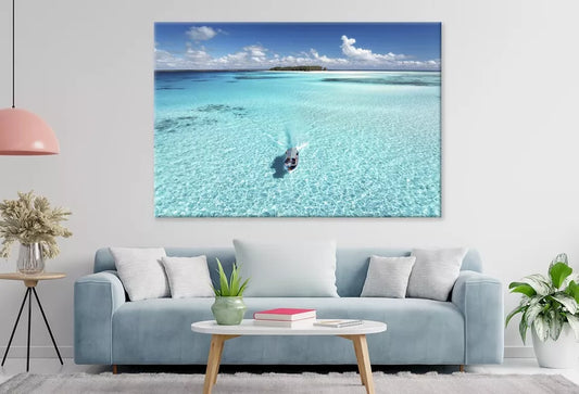 Aerial View Of Floating Boat Wall Art Decor 100% Australian Made - Bella Home Decor